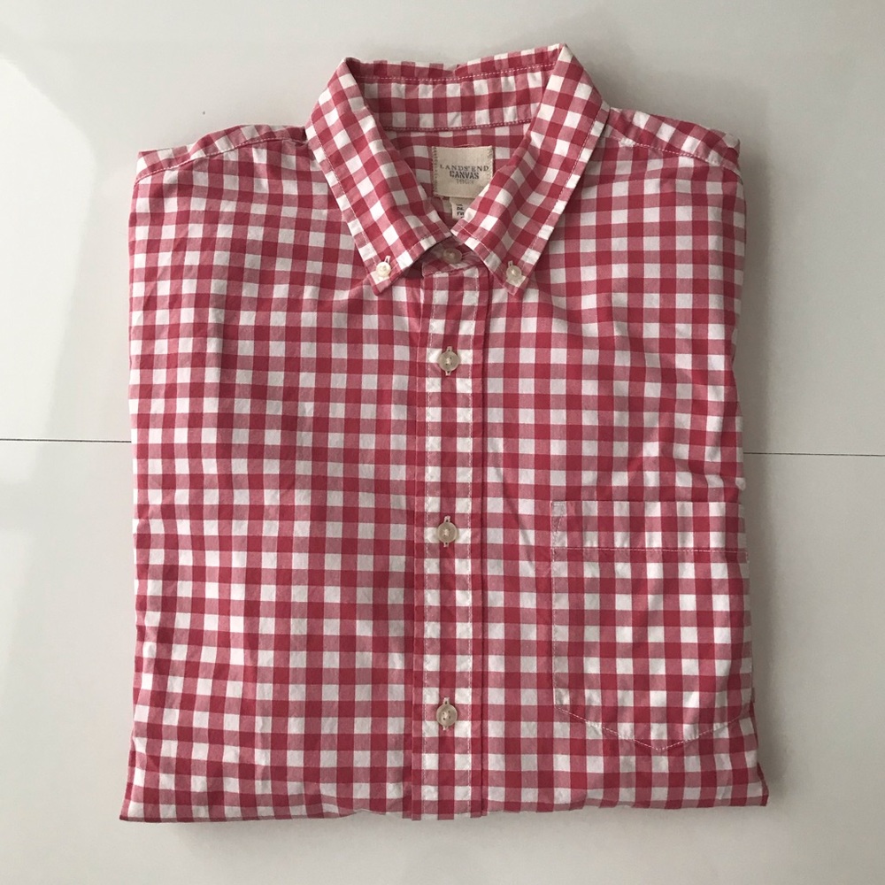 Mens Lands’ End Canvas Button Down Shirt